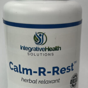 A bottle of calm-r-rest herbal relaxant.