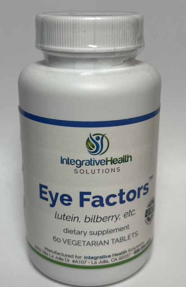 A bottle of eye factors supplement