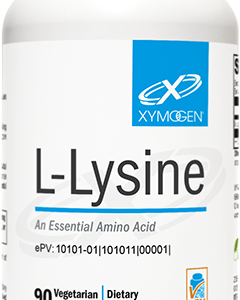 A bottle of l-lysine is shown.