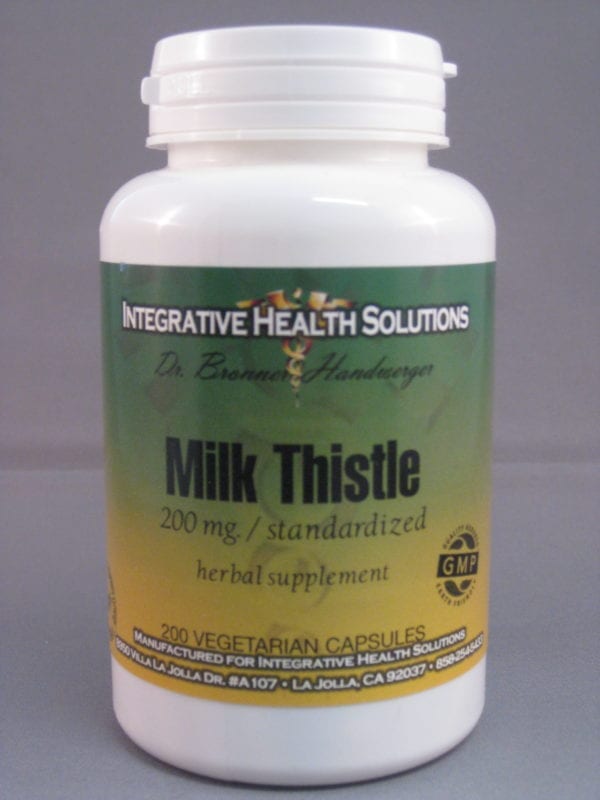 A bottle of milk thistle supplement
