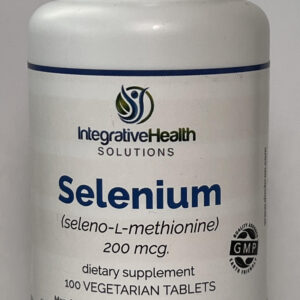 A bottle of selenium tablets is shown.