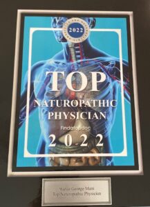 A plaque with the top naturopathic physician in 2 0 1 9 and 2 0 2 0.